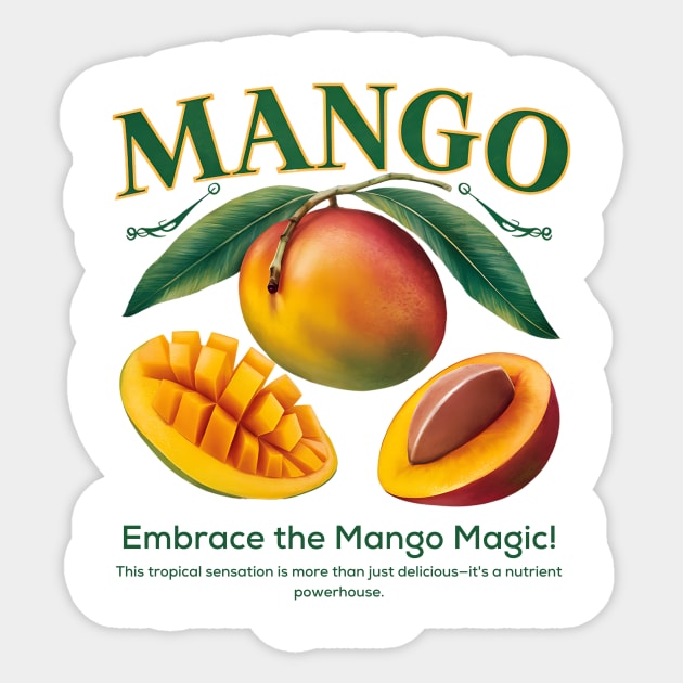 Mango Fruit With Health Benefits Sticker by Laugh Line Art 